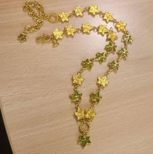 Vintage Liz Claiborne Adjustable Gold Maple leaf Necklace 17"